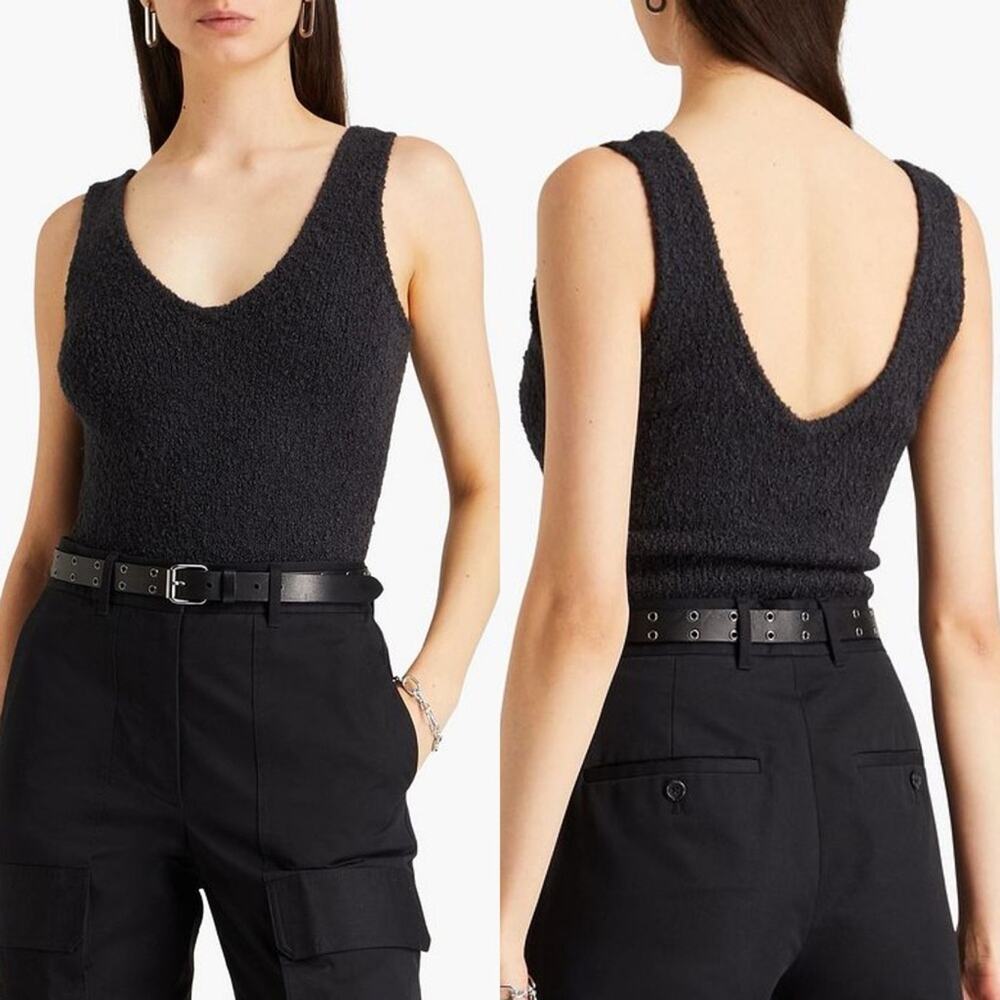 Naadam Dark Gray Merino Wool Blend Boucle Tank Top - Small